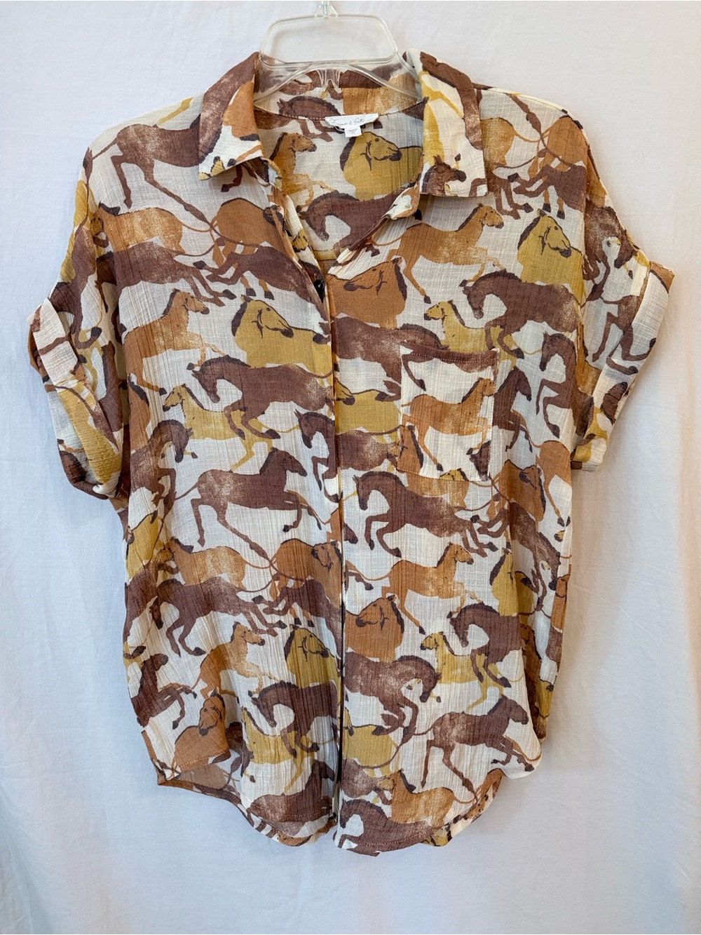 Horse Print Tunic Equestrian Artsy Ranch wear XL Twine & String